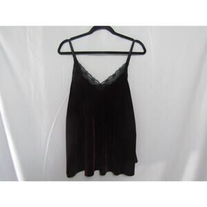 No Comment NY LA Women’s XL Wine Red‎ Velvet Camisole Lace Spaghetti Strap Goth